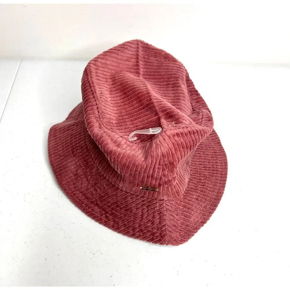 Jessica Simpson Pink Corduroy Bucket Hat Spring Break Y2K Beach Boho Festival